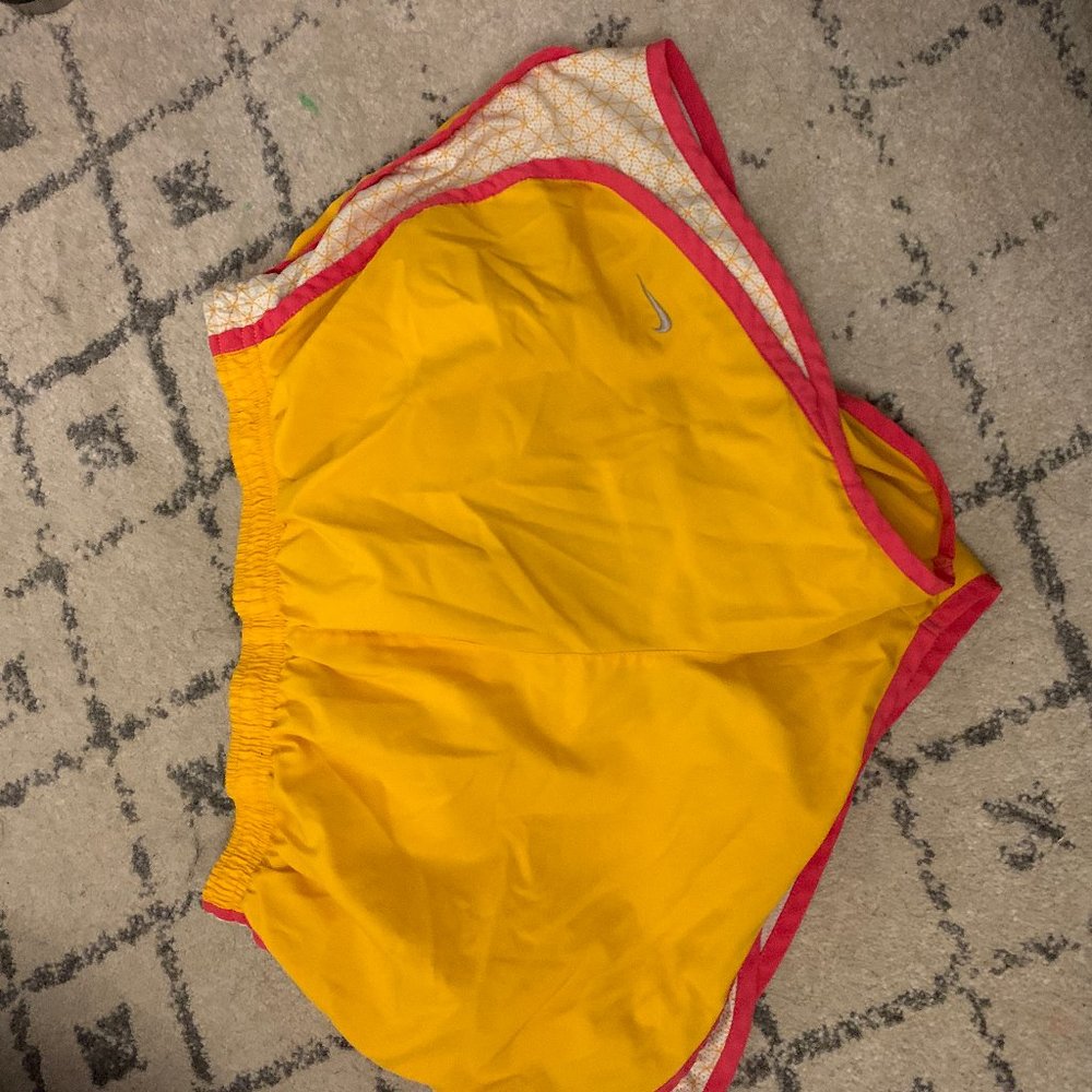 Orange Nike Running Shorts with Pink Lining